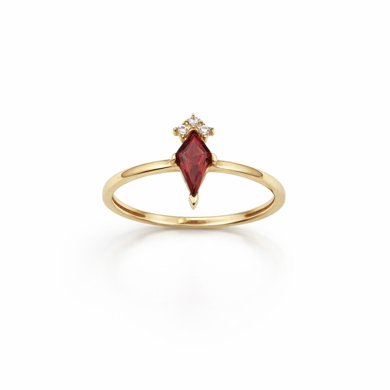 Kızıl Işık Damla Taş Yüzük